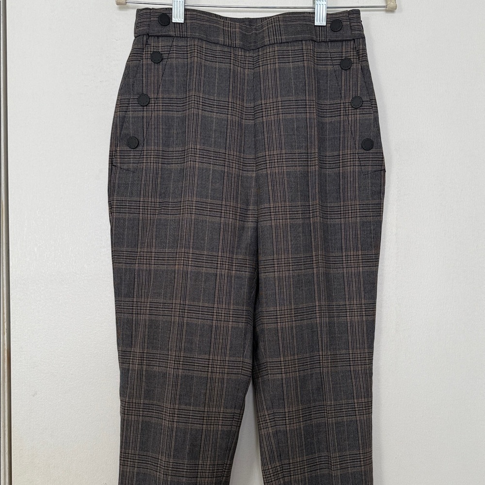 Sandro Paris Plaid Print High Waist Trousers - Picture 6 of 6